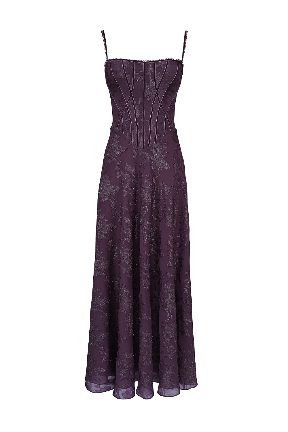 Esme Grape Lurex Chiffon Maxi Dress