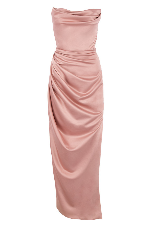 Adrienne Blush Satin Strapless Gown
