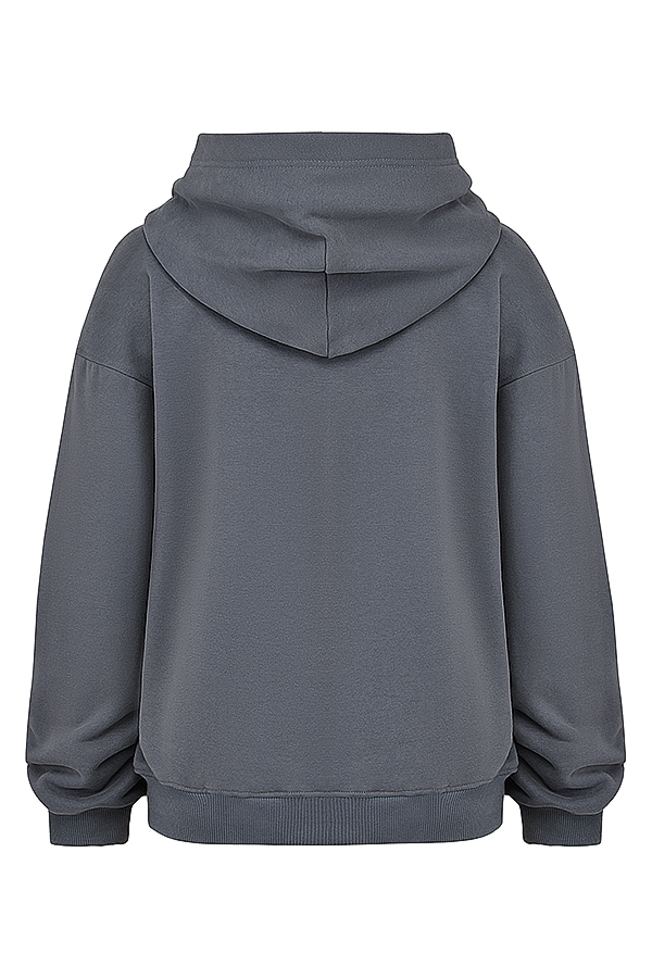 Muse Slate Cotton Fleece-Back Hoodie