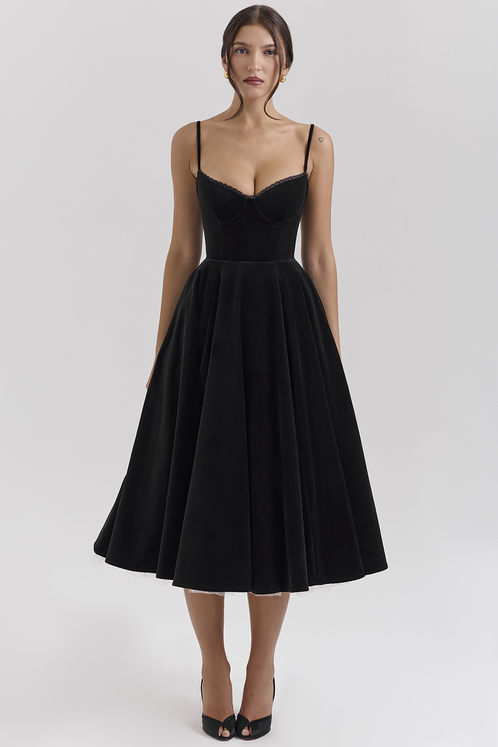 Mademoiselle Black Velvet Tulle Midi Dress + Bolero