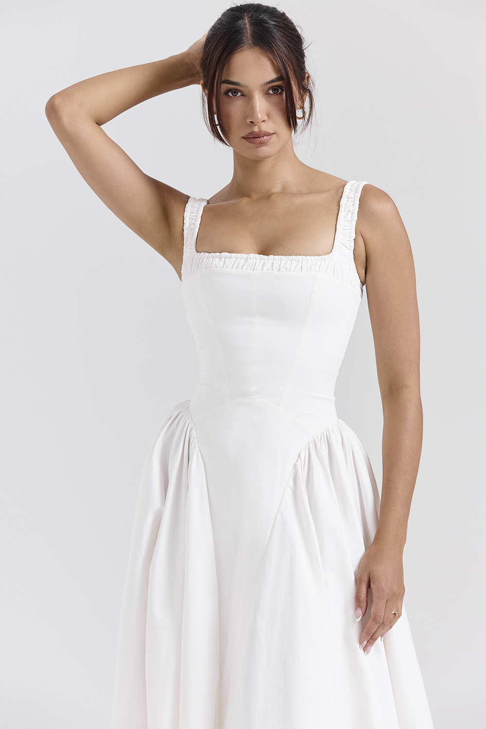 Dorothy White Cotton Midi Sundress