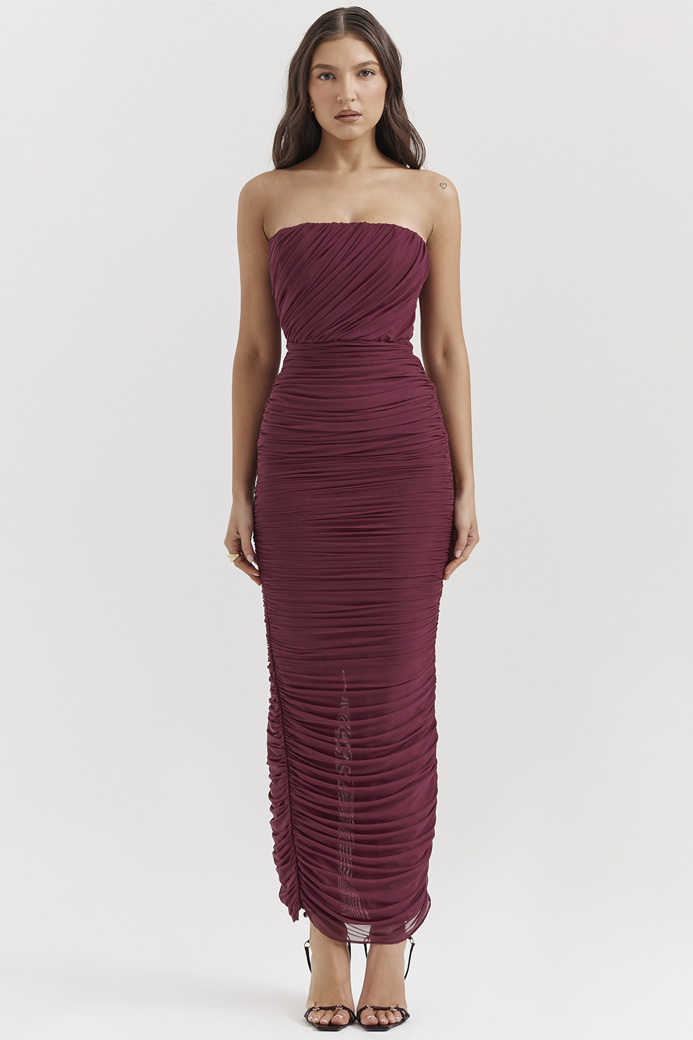 Sapphire Wine Gathered Maxi Dress