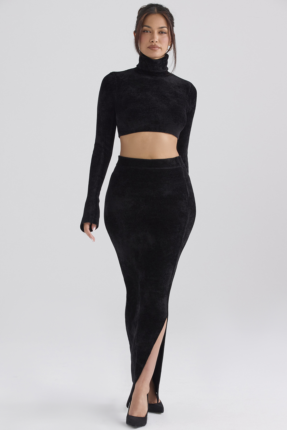 Rene Black Chenille Maxi Skirt - SALE
