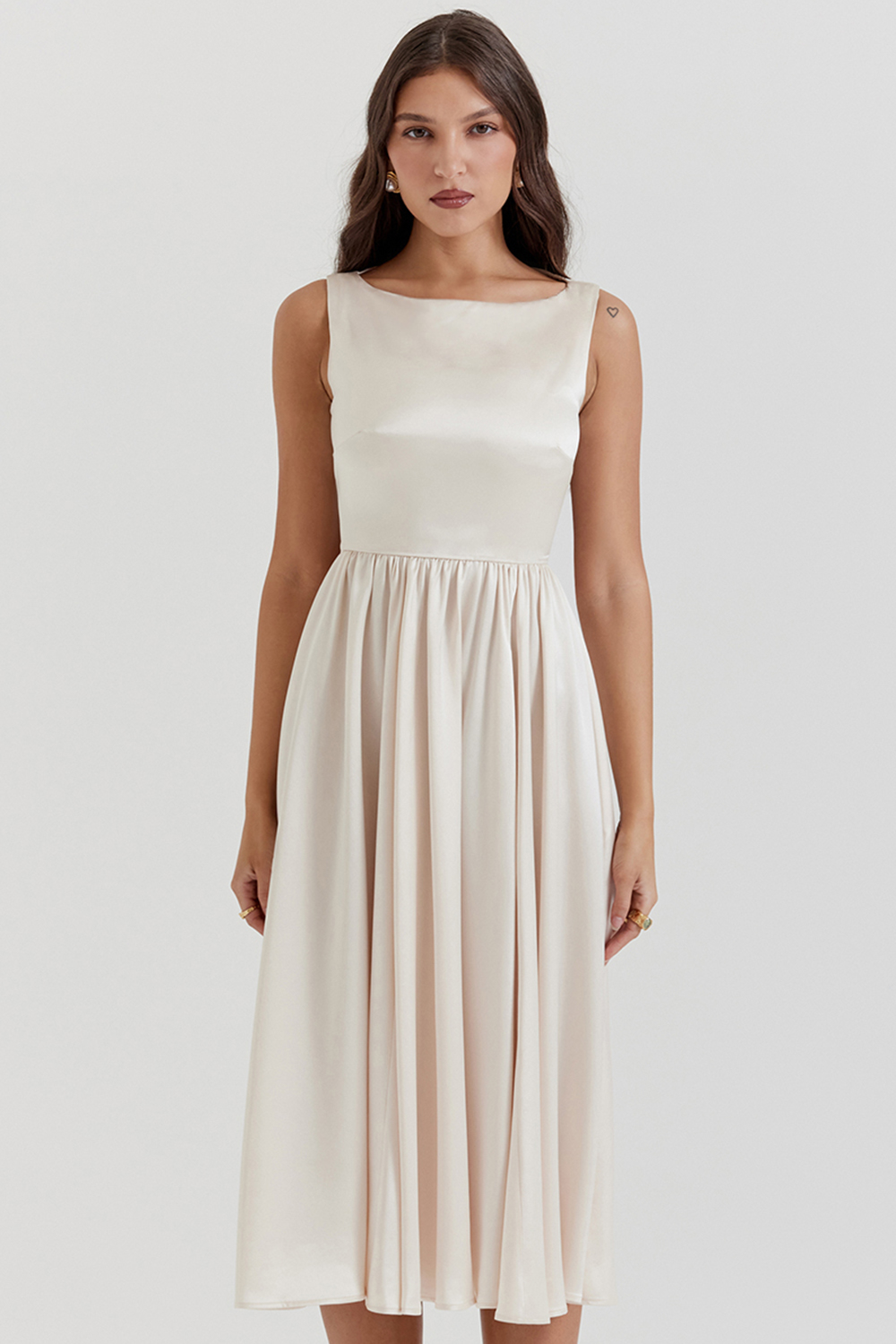 Shayla Vintage Cream Midi Dress