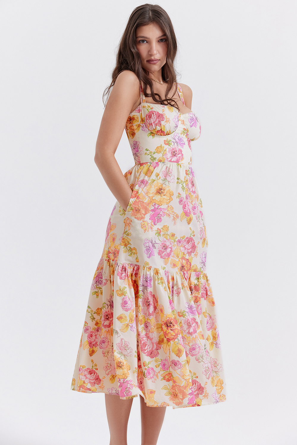 Elia Ivory Floral Midi Sundress