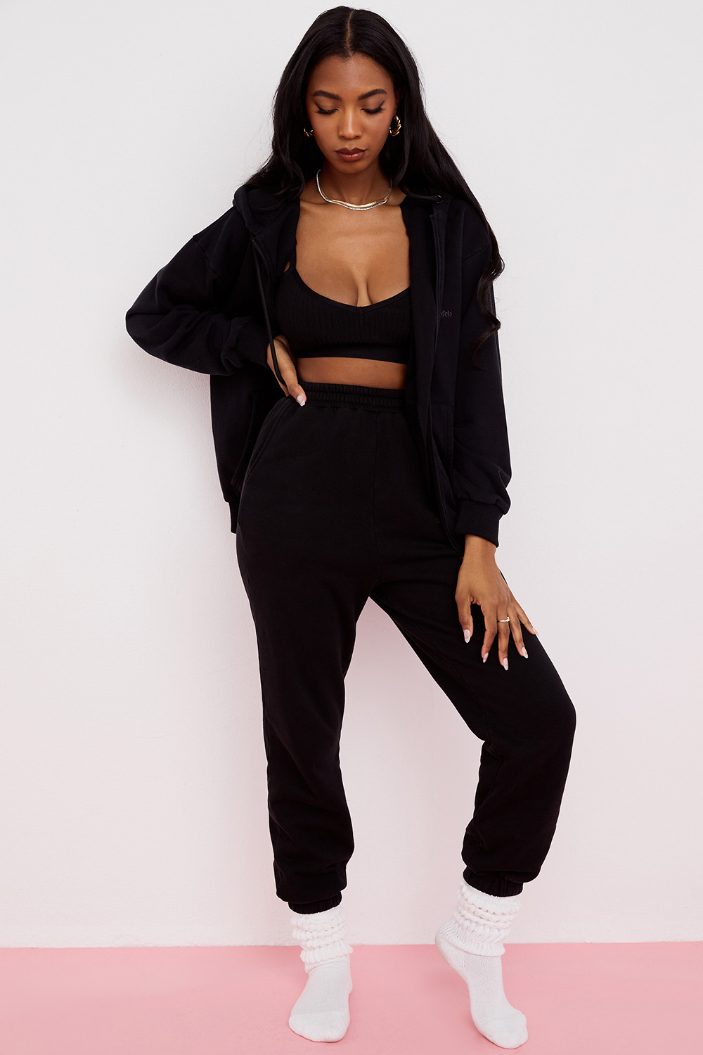 Storm Ink Cotton Fleece-Back Zip Through Hoodie