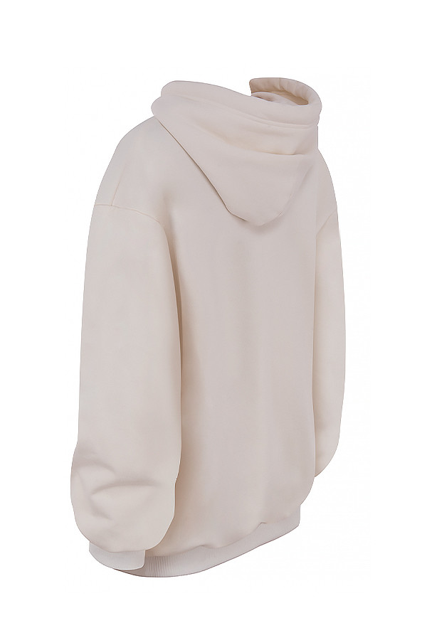 Halo Off White Cotton Fleece-Back Oversized Hoodie