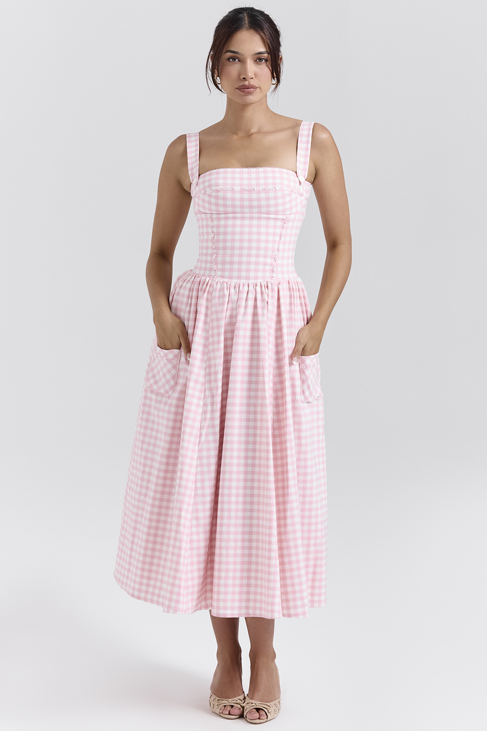 Vivien Strawberry Shortcake Gingham Midi Sundress