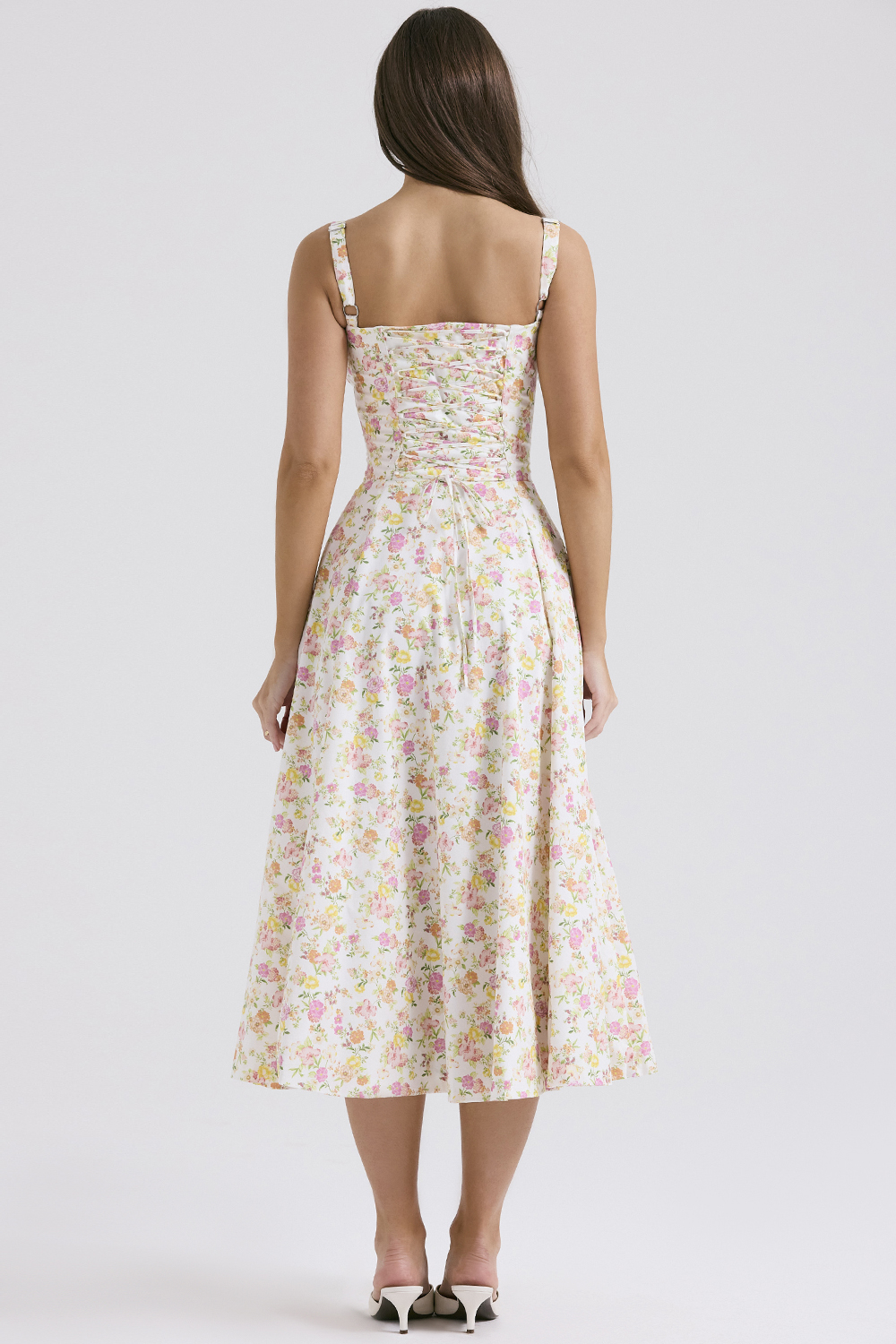 Carmen Ivory Meadow Print Cotton Bustier Sundress