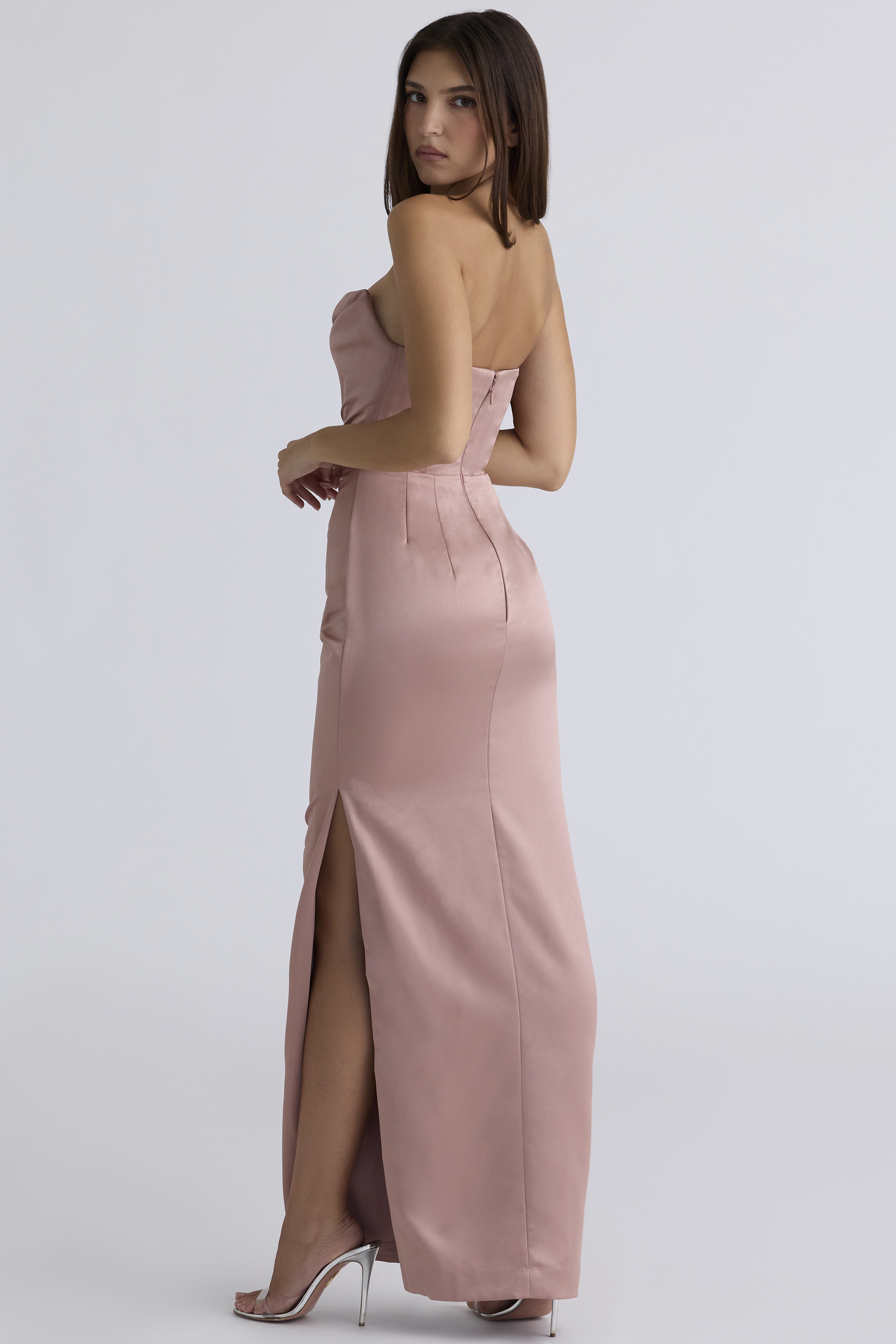 Adrienne Blush Satin Strapless Gown