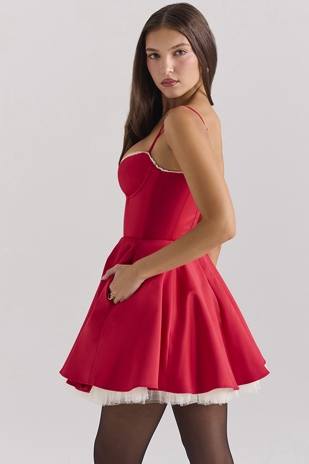 Minimoiselle Holly Red Satin Tulle Mini Dress