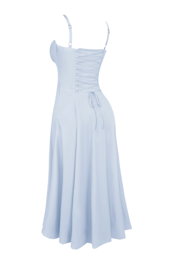 Carmen Soft Blue Cotton Bustier Sundress
