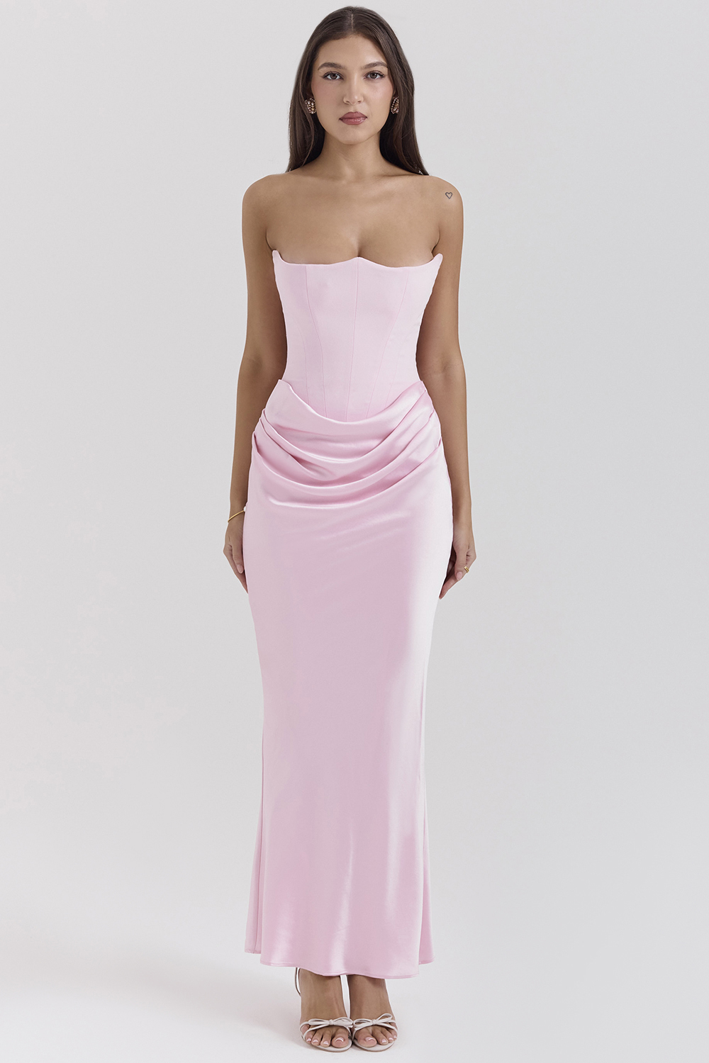Persephone Rose Shadow Strapless Corset Maxi Dress