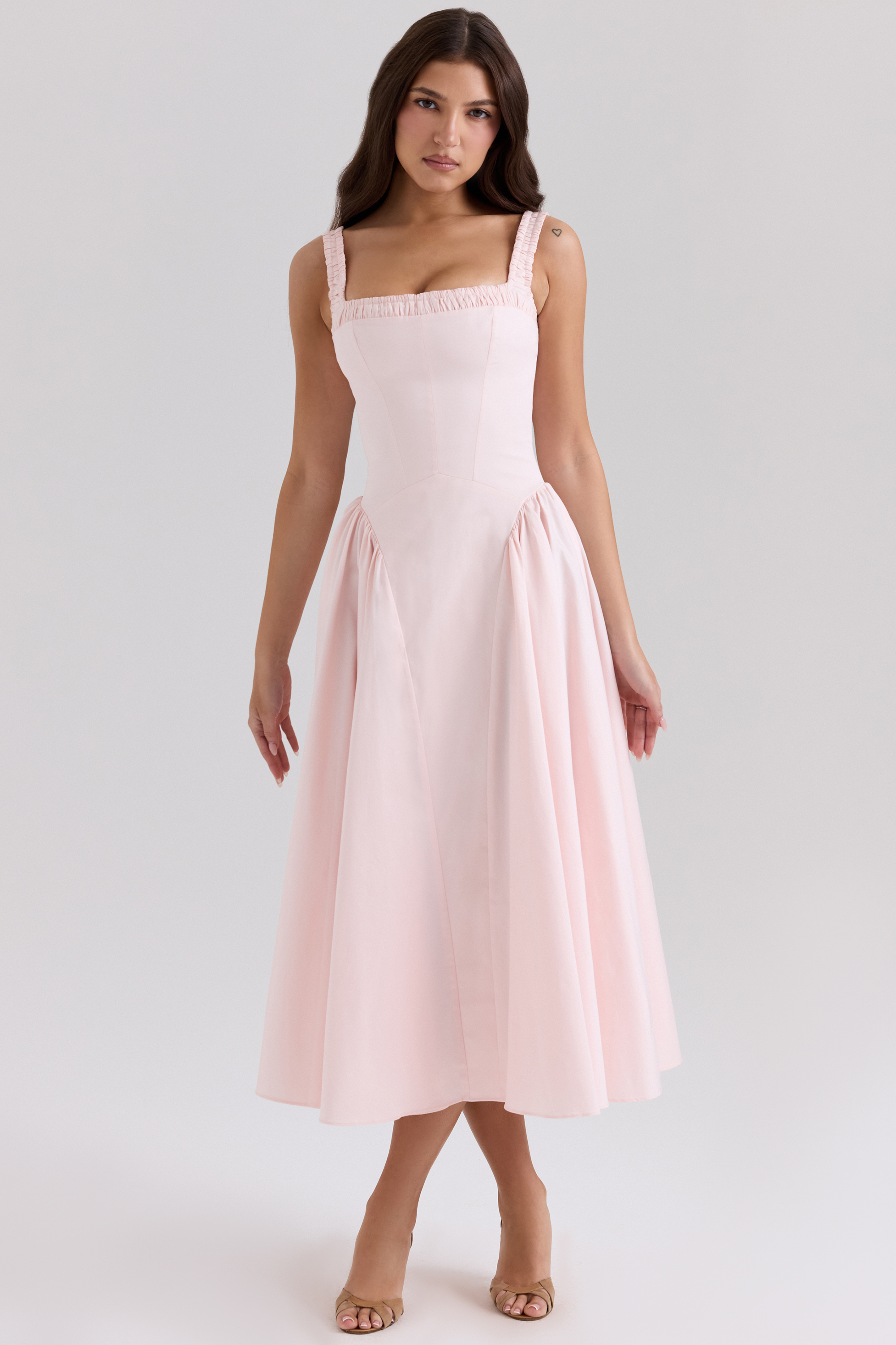 Dorothy Rose Pink Stretch Cotton Midi Sundress