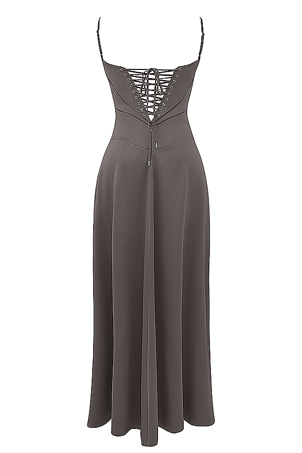 Anabella Smoke Lace Up Maxi Dress