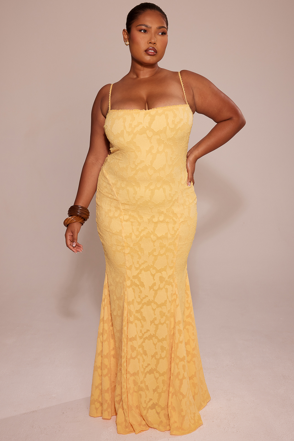 Joan Apricot Lace Up Back Maxi Dress
