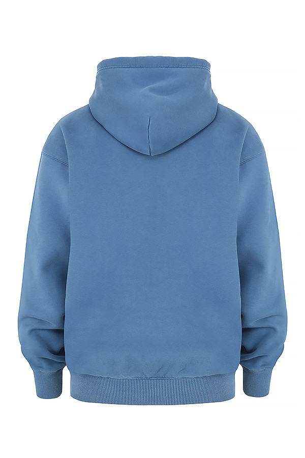 Storm Azure Cotton Fleece-Back Zip Through Hoodie