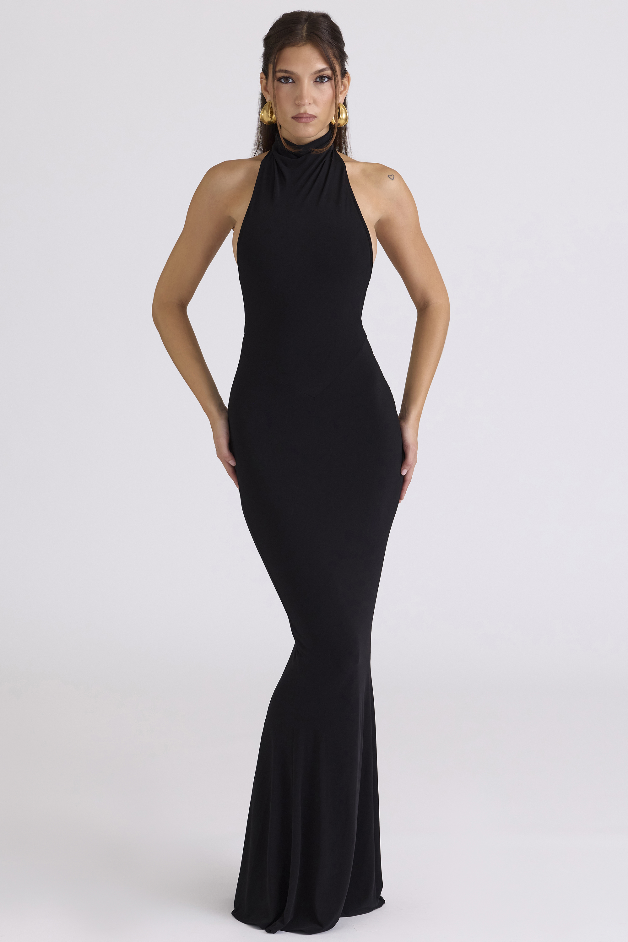 Sadira Black Backless Silhouette Maxi Dress - Limited Edition