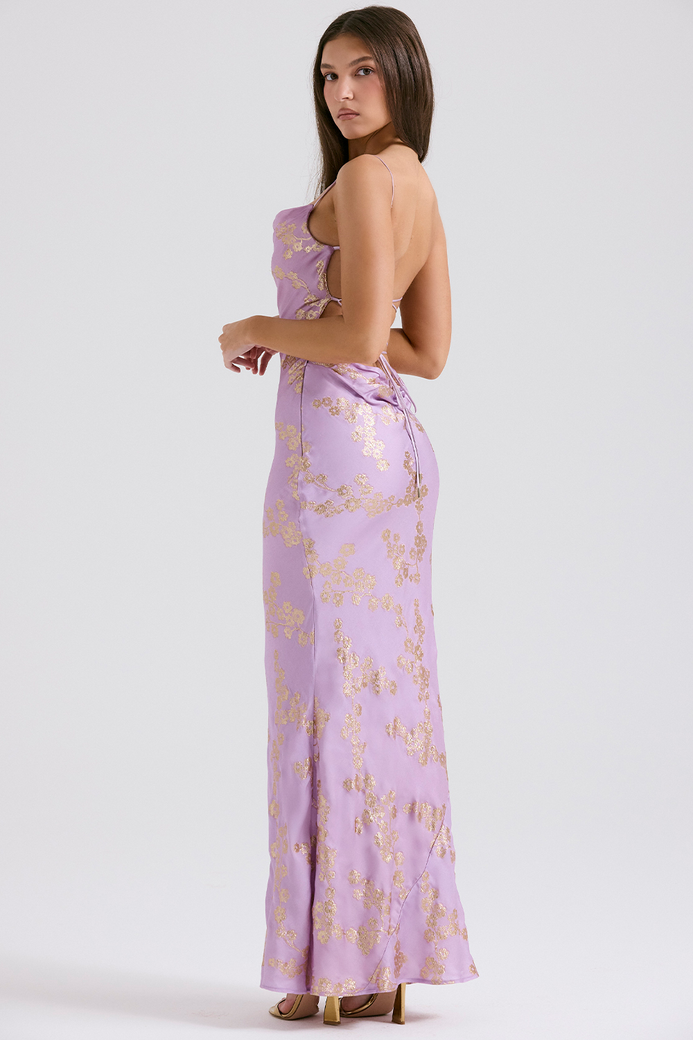 Capriana  Orchid Jacquard Satin Gown