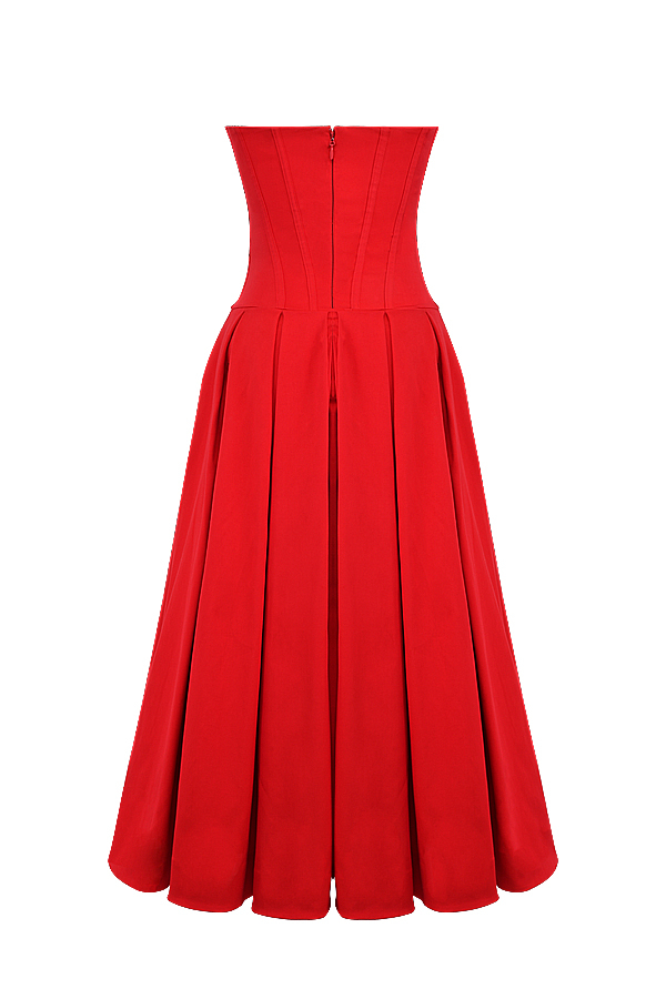 Lady Scarlet Strapless Midi Dress