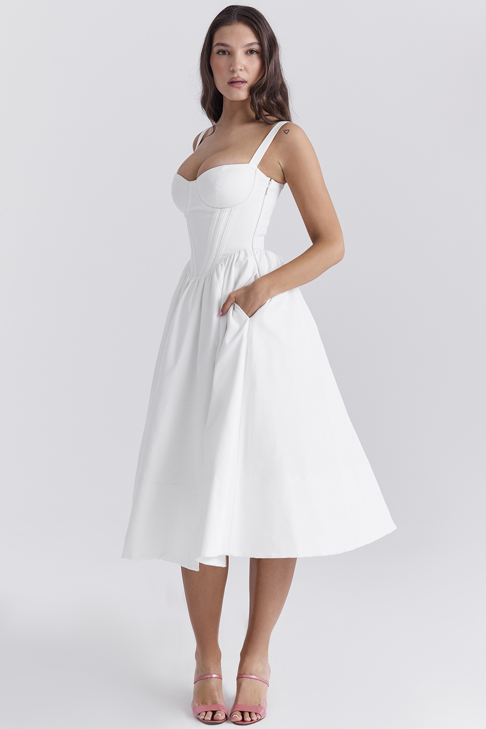 Kelly White Corset Midi Sundress