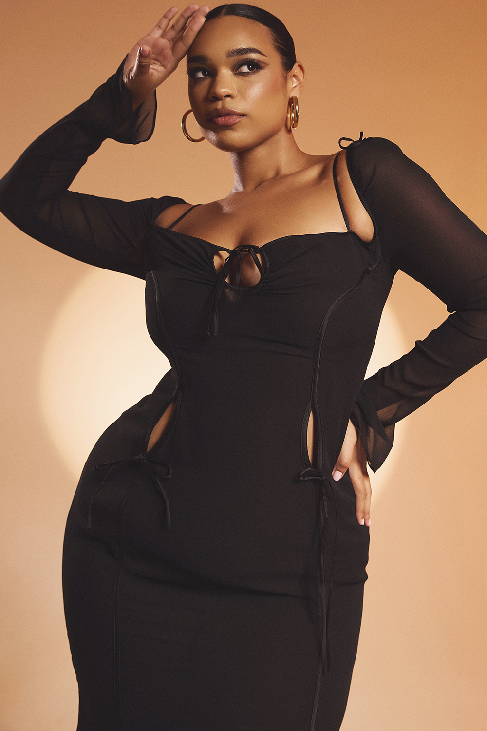 Ophelia Black Cutout Midi Dress