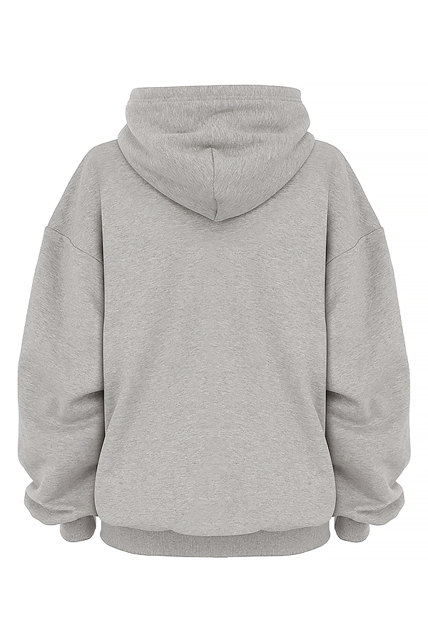 Halo Light Grey Cotton Fleece-Back Oversized Hoodie