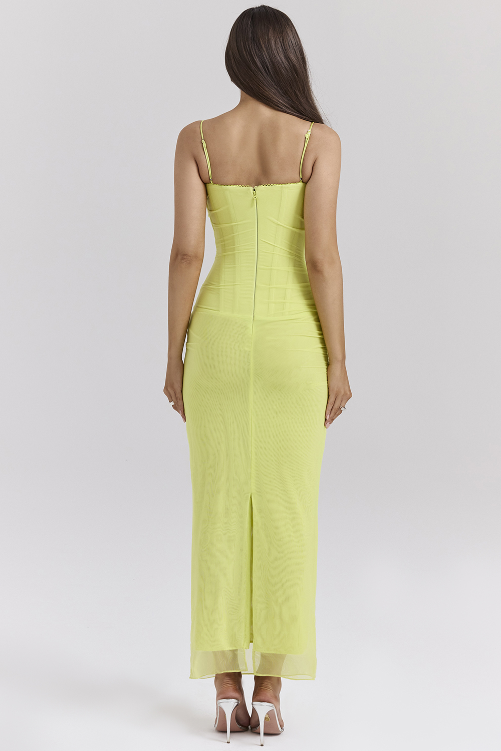 Nalini Acid Lime Corset Maxi Dress