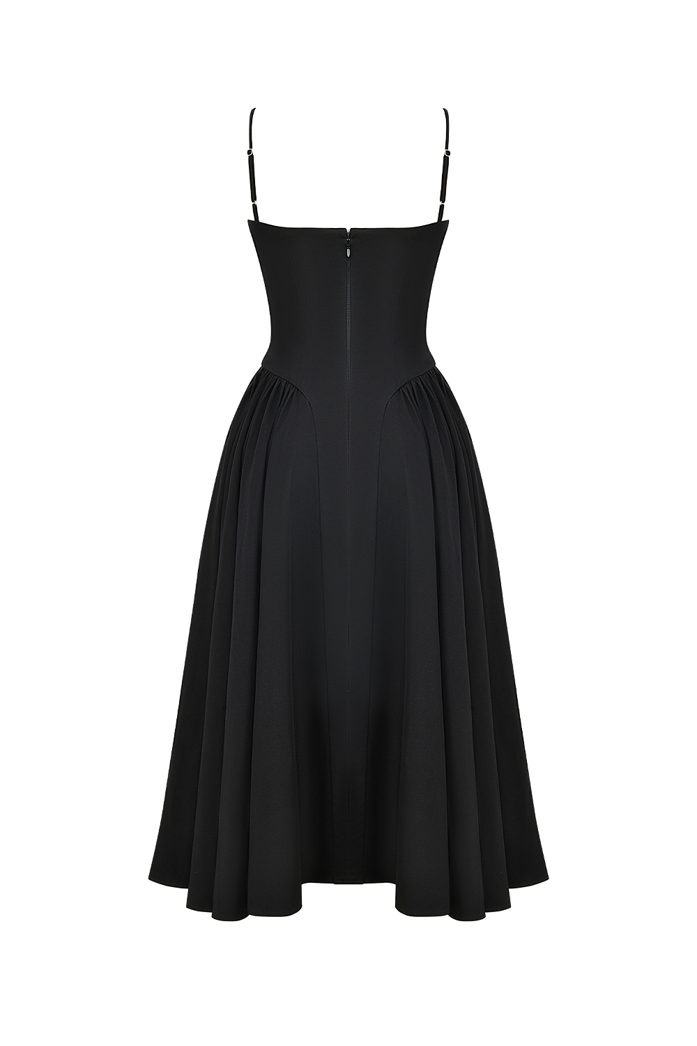 Samaria Black Corset Midi Dress