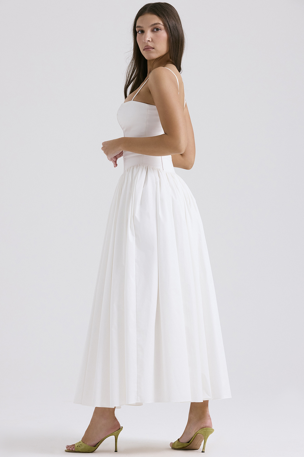 Ysabella White Cotton Maxi Sundress