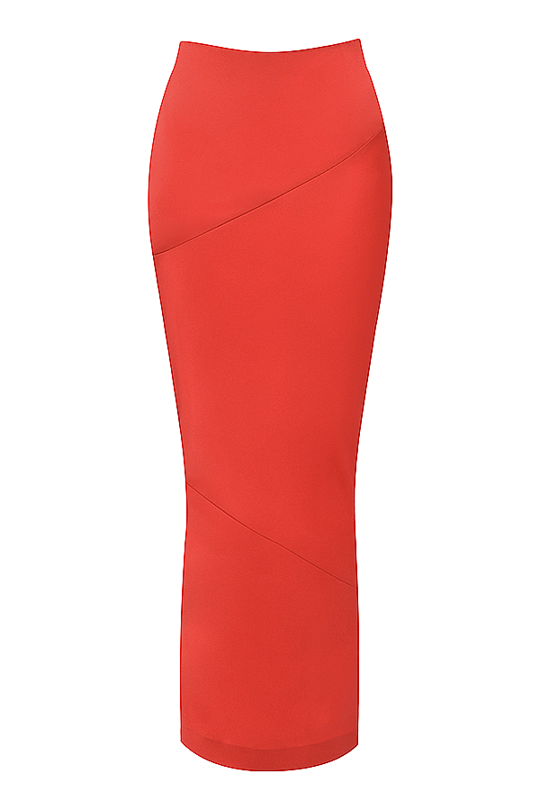 Colette Scarlet Satin Low Waist Midi Skirt