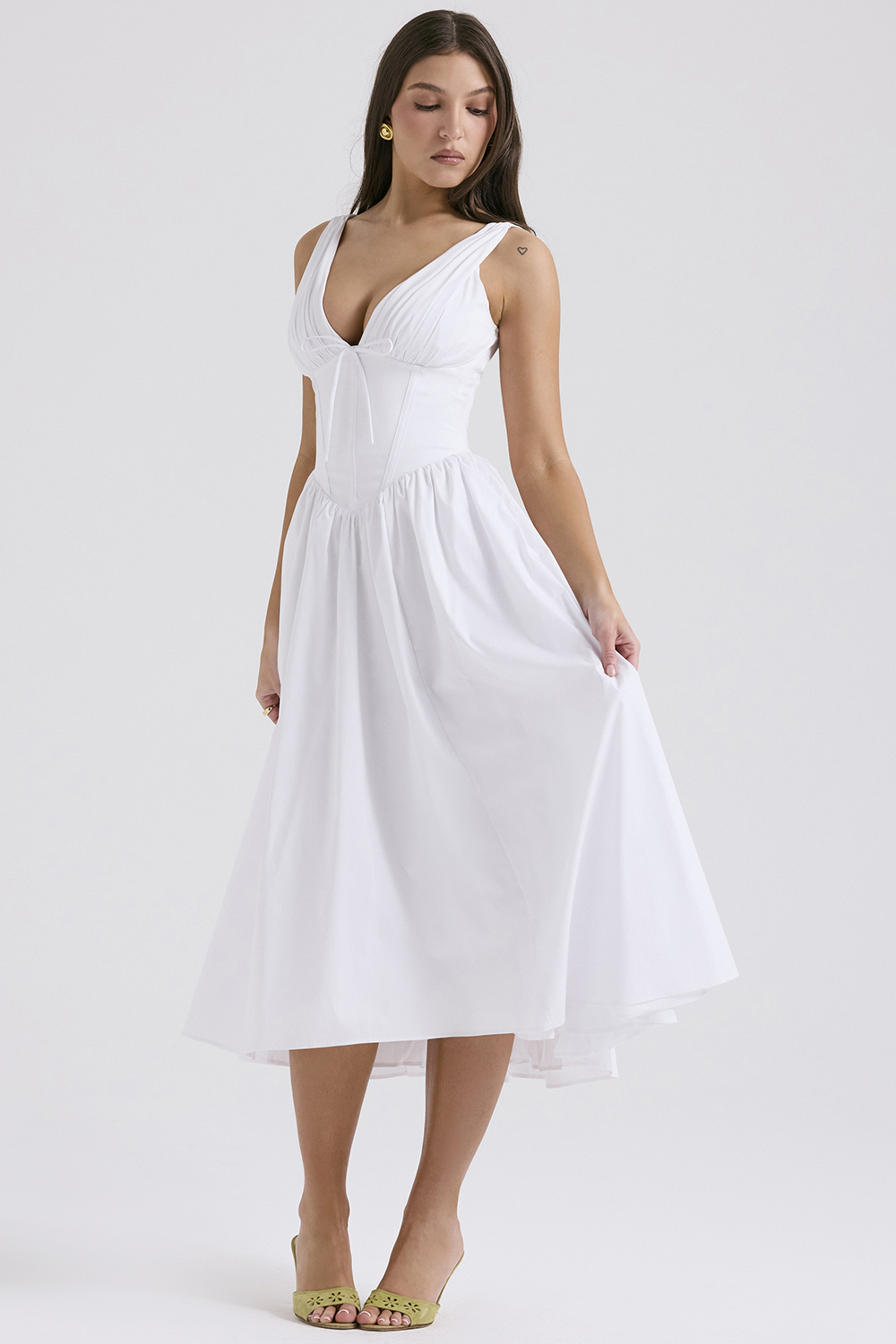 Emmelina White Cotton Corset Sundress