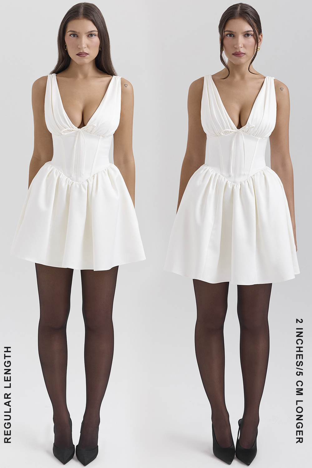 Emmeliette Ivory Satin Mini Dress