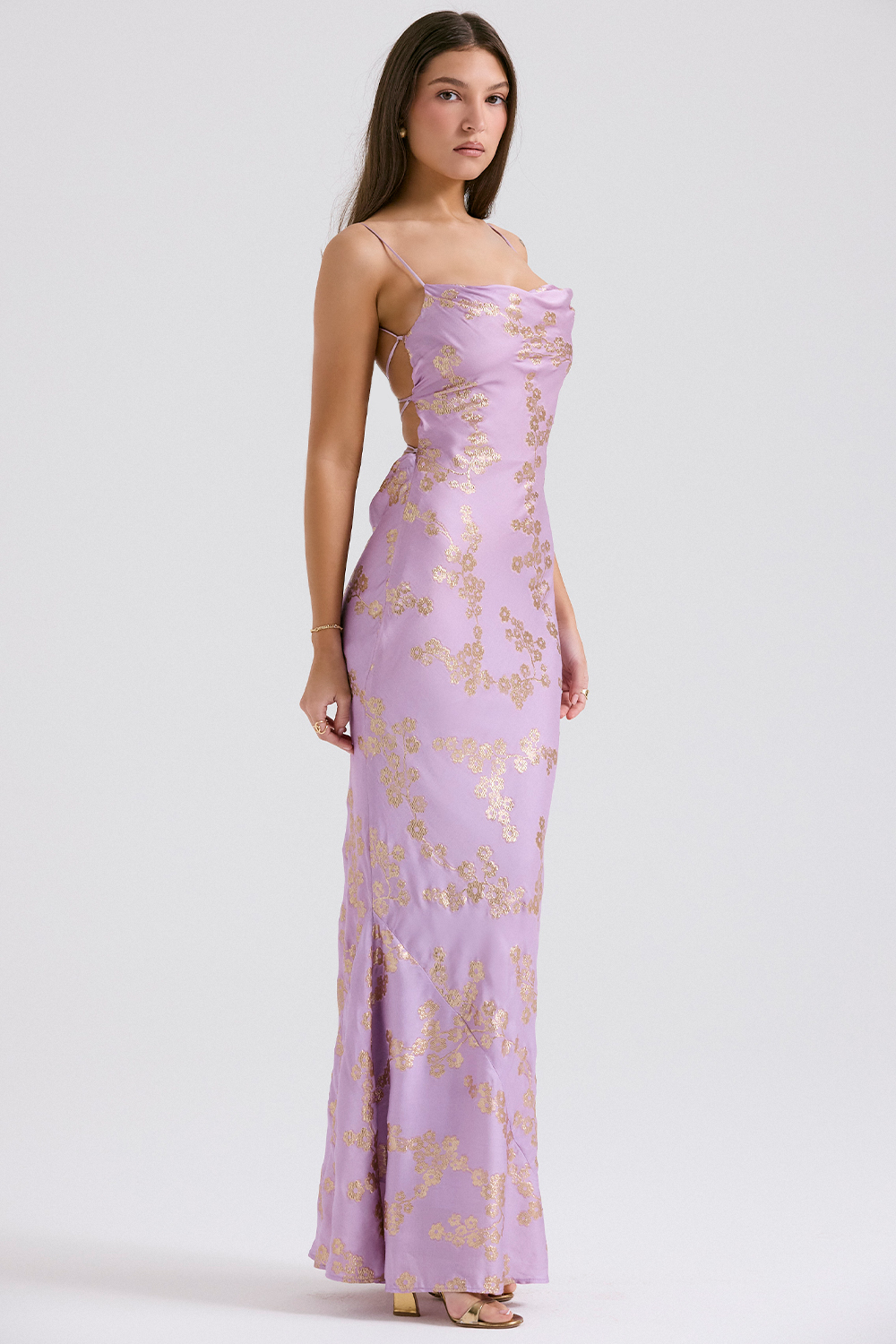 Capriana  Orchid Jacquard Satin Gown