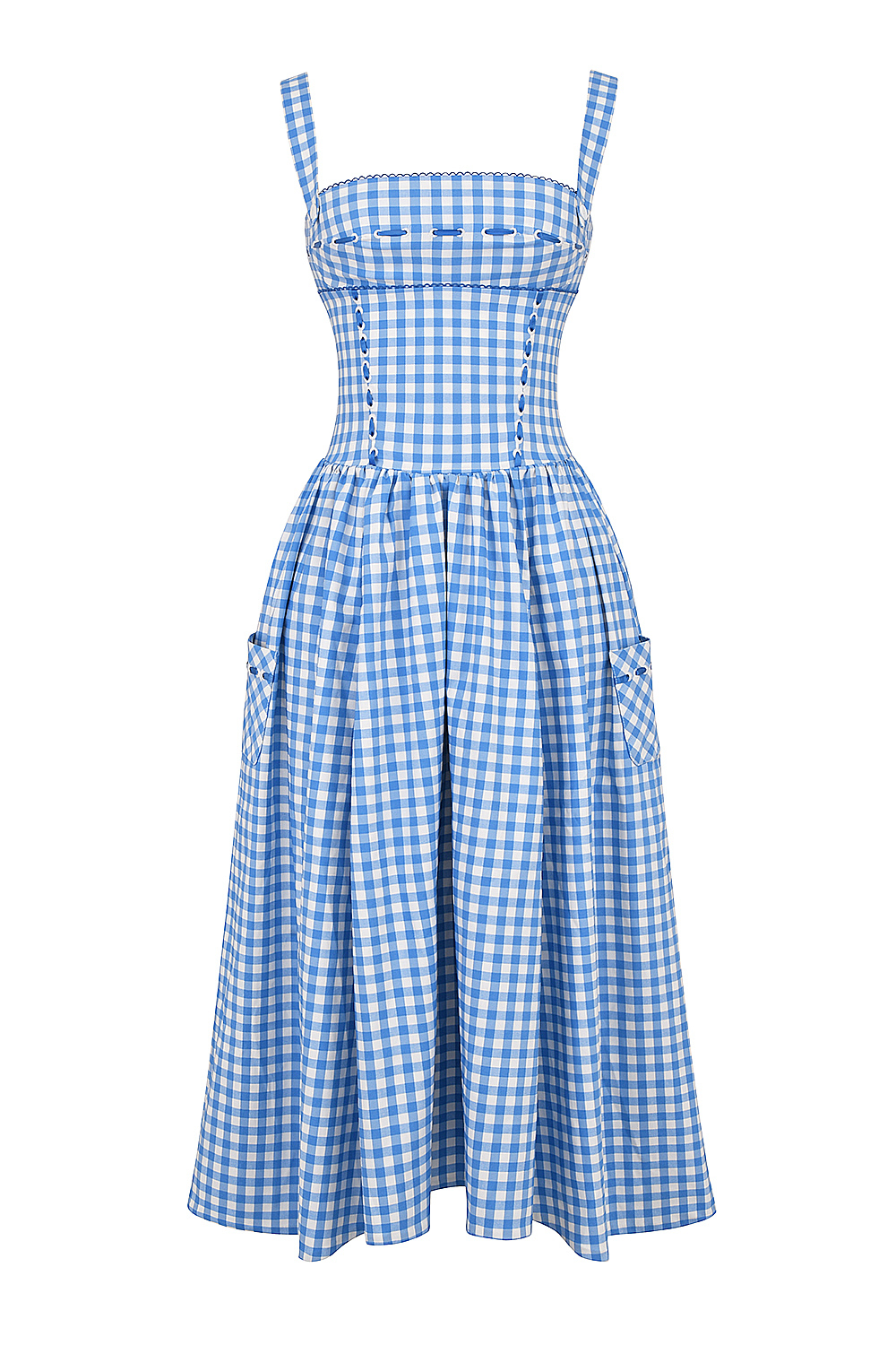 Vivien Regatta Blue Gingham Midi Sundress