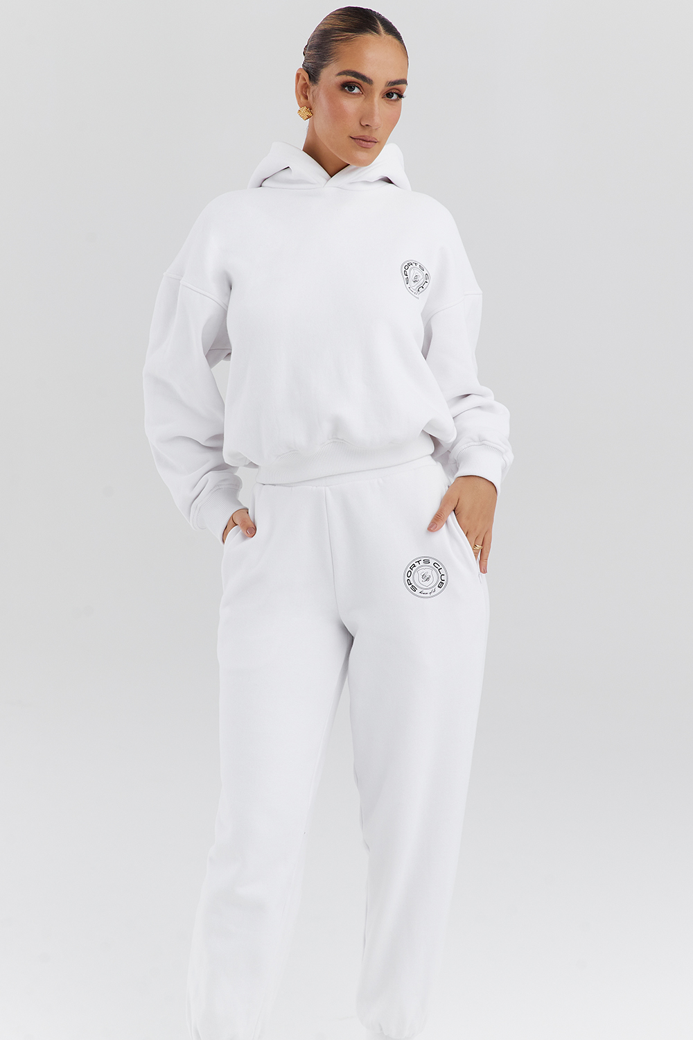 Muse White Cotton Fleece-Back Hoodie