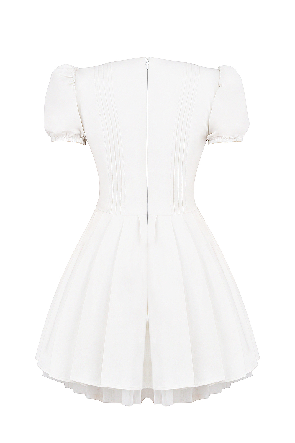 Imani White Pleated Cotton Mini Dress