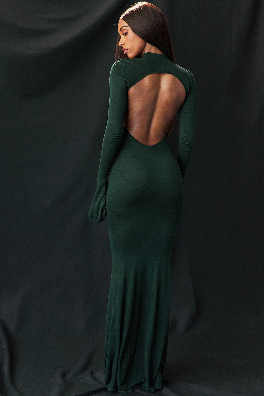 Sancha Forest Green Knit Maxi Dress