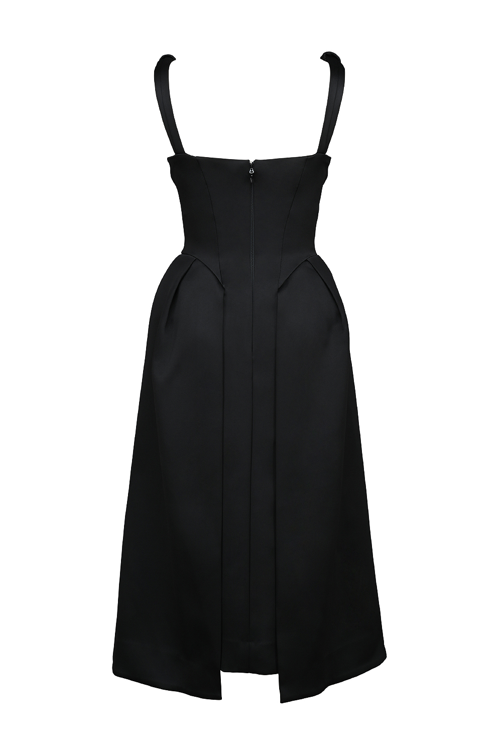 Paloma Black Satin Twist Strap Midi Dress - SALE