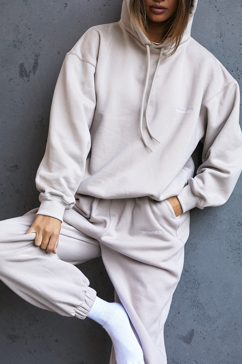 Halo Stone Cotton Fleece-Back Oversized Hoodie