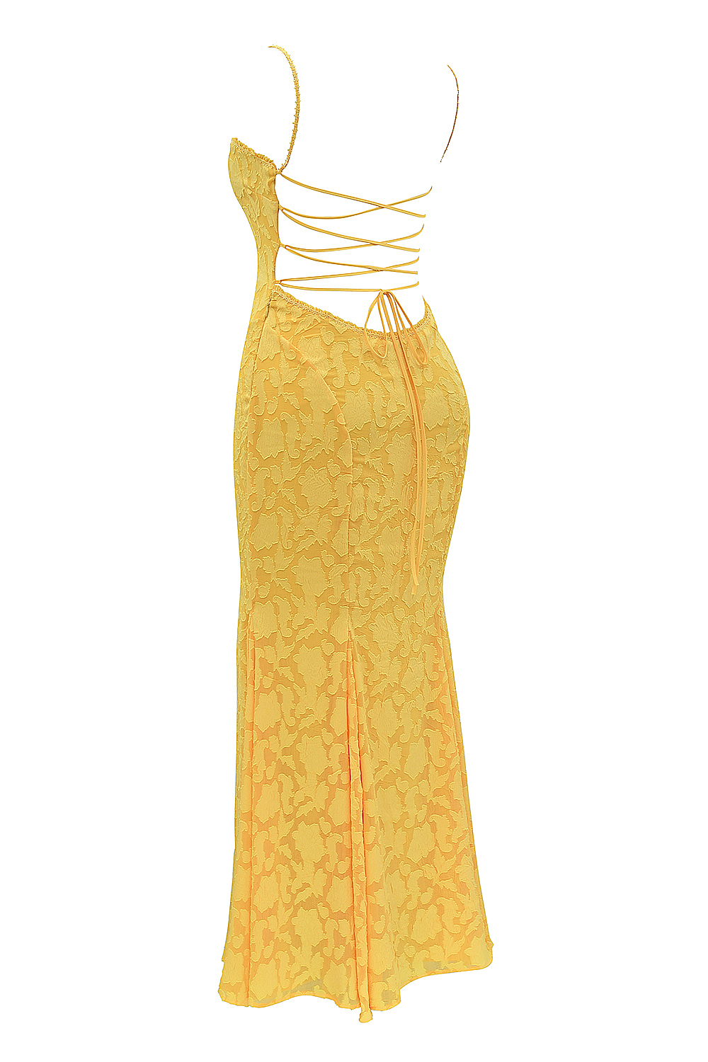 Joan Apricot Lace Up Back Maxi Dress