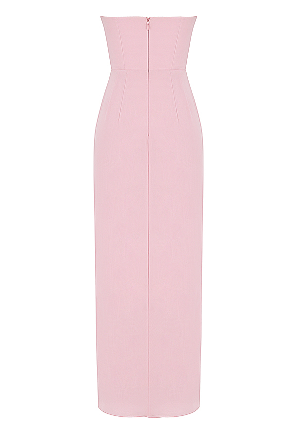 Adrienne Pink Quartz Georgette Strapless Gown