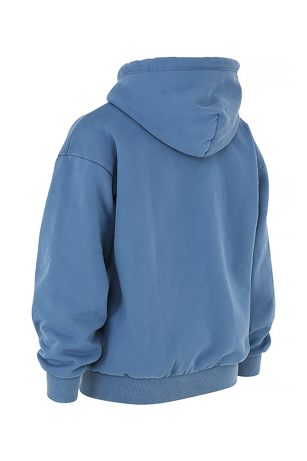 Storm Azure Cotton Fleece-Back Zip Through Hoodie
