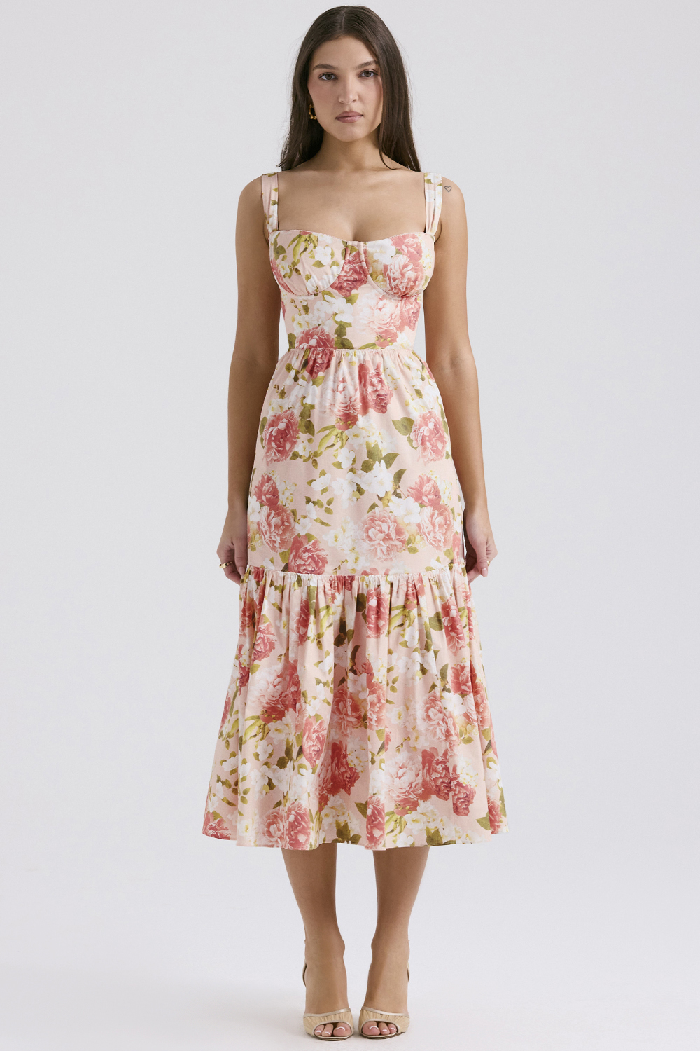 Elia Pink Peony Print Cotton Midi Sundress