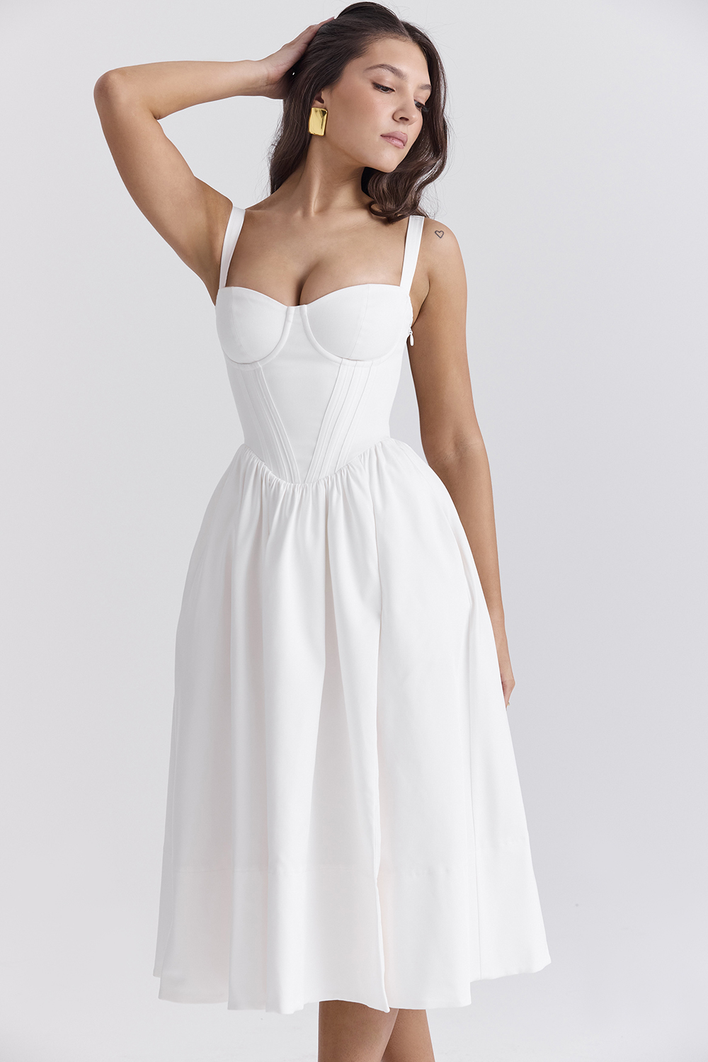 Kelly White Corset Midi Sundress