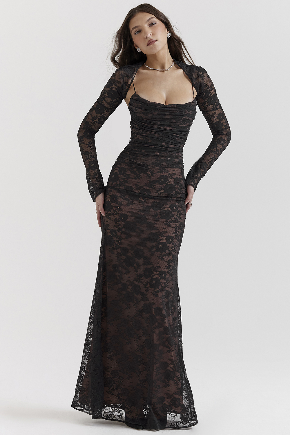 Artemis Black Lace Maxi Dress