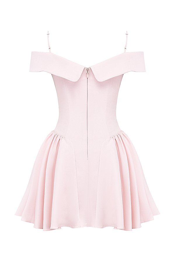Elida Ballerina Pink Off Shoulder Mini Dress