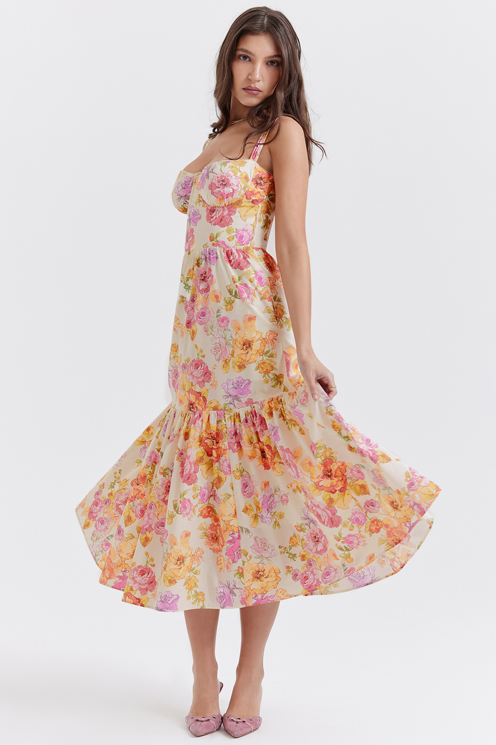 Elia Ivory Floral Midi Sundress