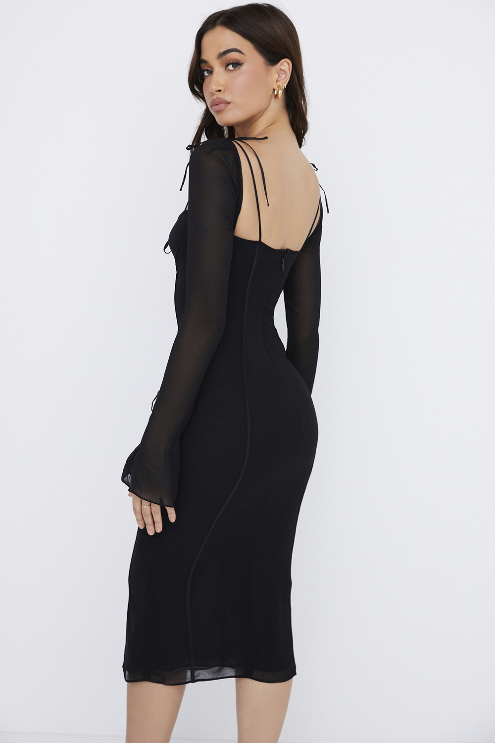 Ophelia Black Cutout Midi Dress