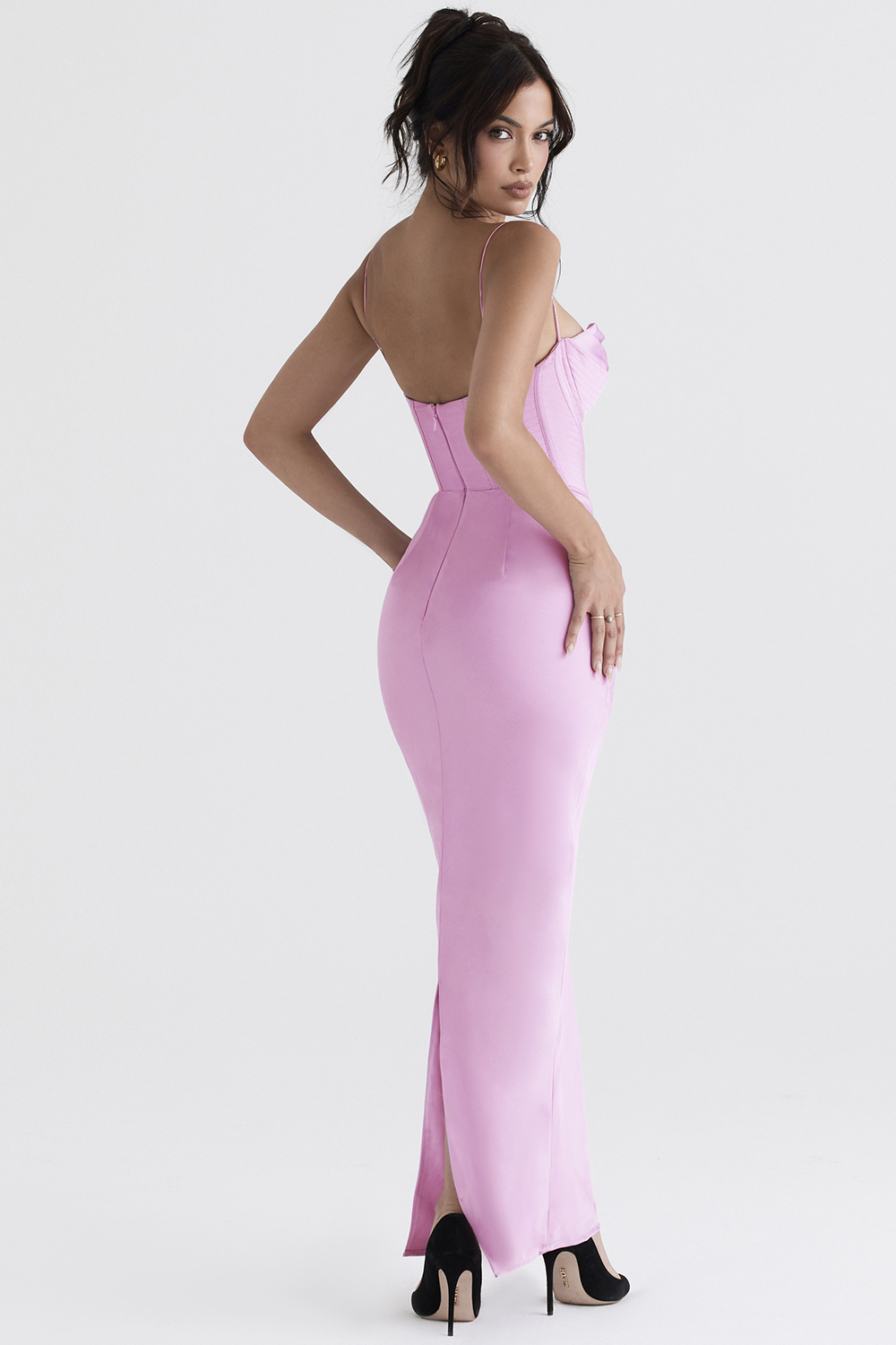 Charmaine Pink Corset Maxi Dress